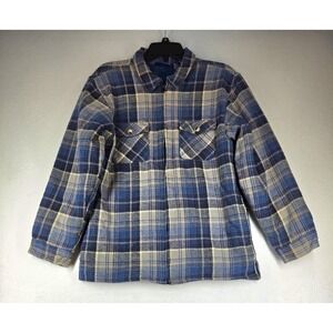 Basic Editions Plaid Flannel Shacket Fleece Lined Full Zip Jacket Boys Sz 14/16